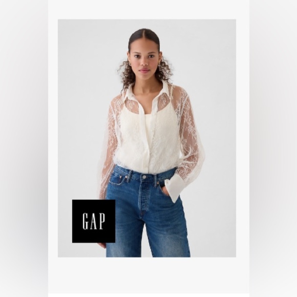 NWT GAP Sheer Lace Classic Shirt